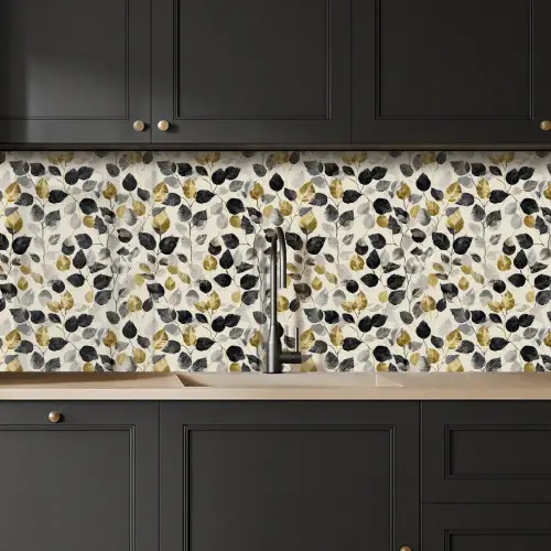 Botanisch - Goud - Zwart keuken achterwand 2 middel 871 -sfeer1