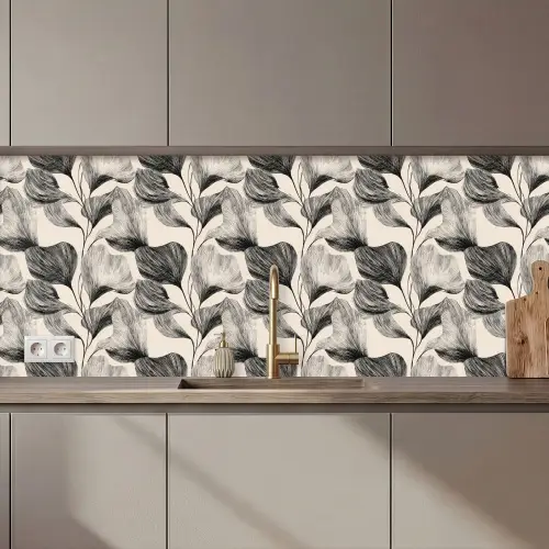 Botanisch - Bladeren - Zwart keuken achterwand 2 middel 871 zz_3dshopping