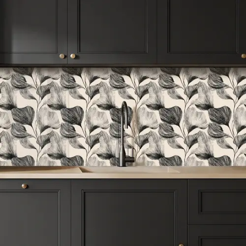 Botanisch - Bladeren - Zwart keuken achterwand 2 middel 871 -sfeer1