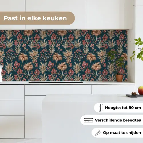 Botanisch - Patroon - Blauw keuken achterwand 2 middel 871 -sfeer4_NL
