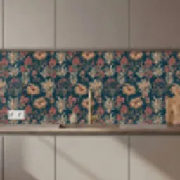 Botanisch - Patroon - Blauw keuken achterwand 2 middel 871 zz_3dshopping