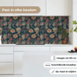 Botanisch - Patroon - Blauw keuken achterwand 2 middel 871 -sfeer4_NL