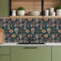 Botanisch - Patroon - Blauw keuken achterwand 2 middel 871 -sfeer3