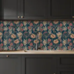 Botanisch - Patroon - Blauw keuken achterwand 2 middel 871 -sfeer1
