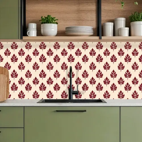 Botanisch - Patroon - Bordeaux keuken achterwand 2 middel 871 -sfeer3