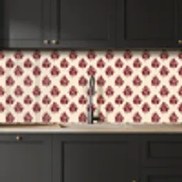 Botanisch - Patroon - Bordeaux keuken achterwand 2 middel 871 -sfeer1
