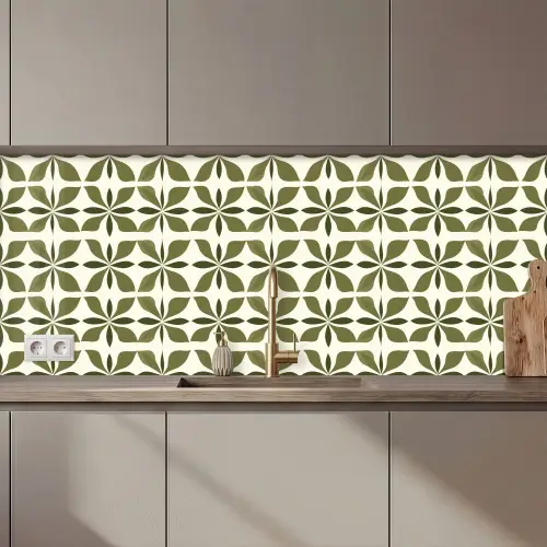 Botanisch - Retro - Groen keuken achterwand 2 middel 871 zz_3dshopping