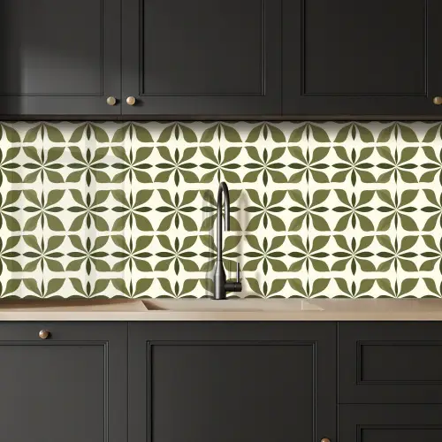 Botanisch - Retro - Groen keuken achterwand 2 middel 871 -sfeer1