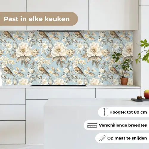 Botanisch - Zangvogel - Blauw keuken achterwand 2 middel 871 -sfeer4_NL