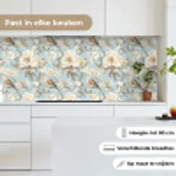 Botanisch - Zangvogel - Blauw keuken achterwand 2 middel 871 -sfeer4_NL