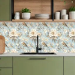 Botanisch - Zangvogel - Blauw keuken achterwand 2 middel 871 -sfeer3