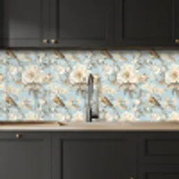 Botanisch - Zangvogel - Blauw keuken achterwand 2 middel 871 -sfeer1
