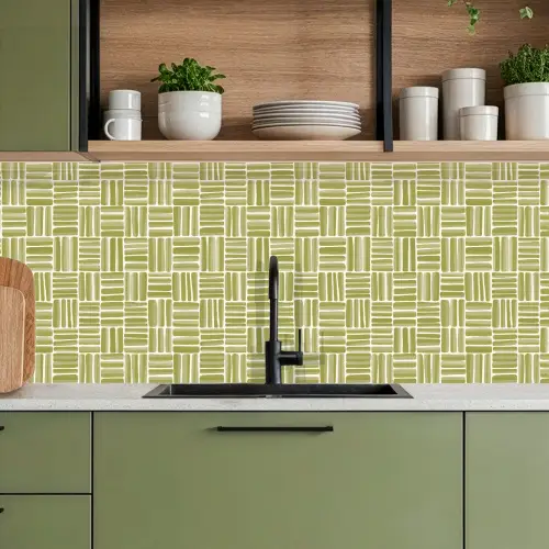 Vlecht - Patroon - Groen keuken achterwand 2 middel 871 -sfeer3