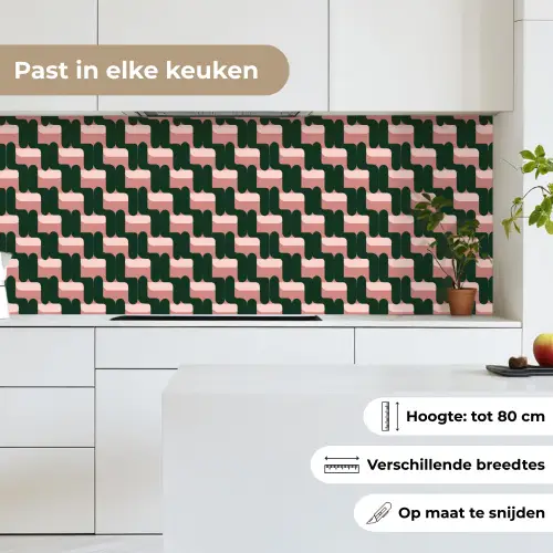 Vlechtpatroon - Groen - Roze - Geometrisch keuken achterwand 2 middel 871 -sfeer4_NL