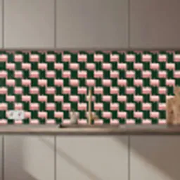 Vlechtpatroon - Groen - Roze - Geometrisch keuken achterwand 2 middel 871 zz_3dshopping