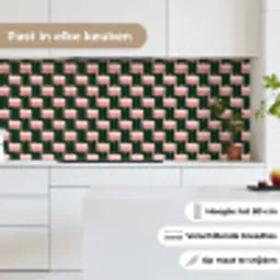 Vlechtpatroon - Groen - Roze - Geometrisch keuken achterwand 2 middel 871 -sfeer4_NL
