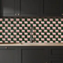 Vlechtpatroon - Groen - Roze - Geometrisch keuken achterwand 2 middel 871 -sfeer1