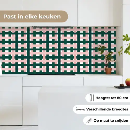 Vlechtpatroon - Groen - Roze - Grafisch keuken achterwand 2 middel 871 -sfeer4_NL