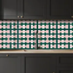 Vlechtpatroon - Groen - Roze - Grafisch keuken achterwand 2 middel 871 -sfeer1