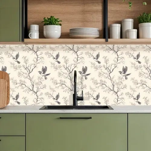 Takken - Vogels - Beige keuken achterwand 2 middel 871 -sfeer3