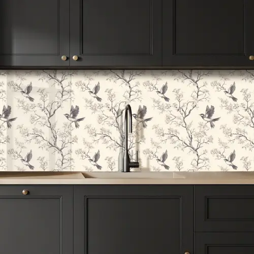 Takken - Vogels - Beige keuken achterwand 2 middel 871 -sfeer1