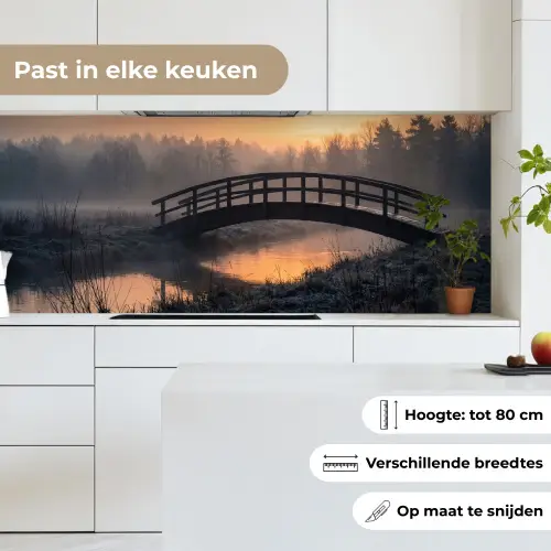 Brug - Mist - Bomen - Water keuken achterwand 2 middel -sfeer4_NL