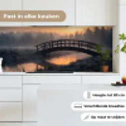 Brug - Mist - Bomen - Water keuken achterwand 2 middel -sfeer4_NL