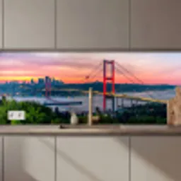 Brug - Rood - Skyline - Water keuken achterwand 2 middel zz_3dshopping