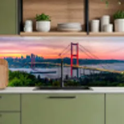 Brug - Rood - Skyline - Water keuken achterwand 2 middel -sfeer3