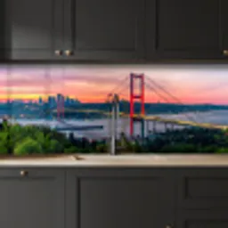 Brug - Rood - Skyline - Water keuken achterwand 2 middel -sfeer1