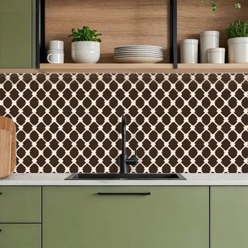 Bruin - Ruitpatroon - Geometrisch keuken achterwand 2 middel 871 -sfeer3