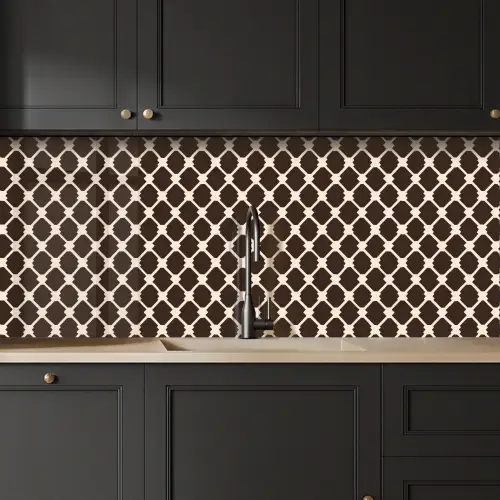 Bruin - Ruitpatroon - Geometrisch keuken achterwand 2 middel 871 -sfeer1