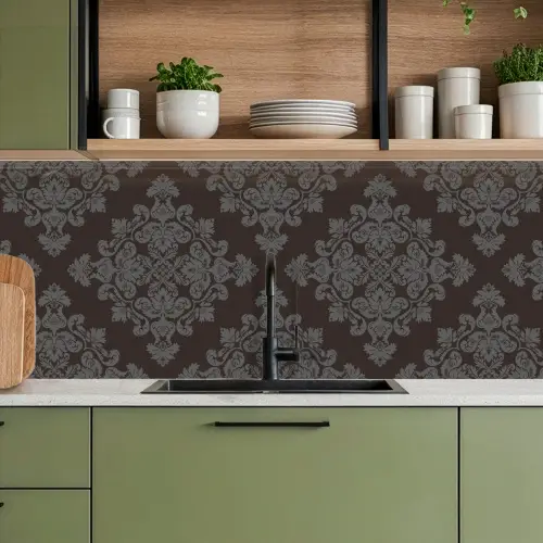 Bruin - Grijs - Sierlijk - Patroon keuken achterwand 2 middel 871 -sfeer3