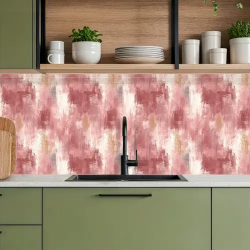 Penseelstrepen - Verweerd - Roze keuken achterwand 2 middel 871 -sfeer3