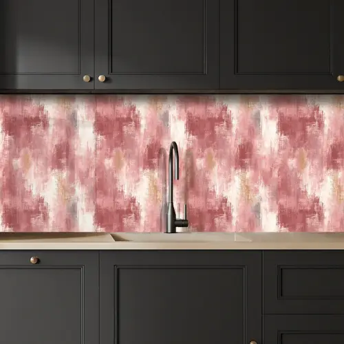 Penseelstrepen - Verweerd - Roze keuken achterwand 2 middel 871 -sfeer1