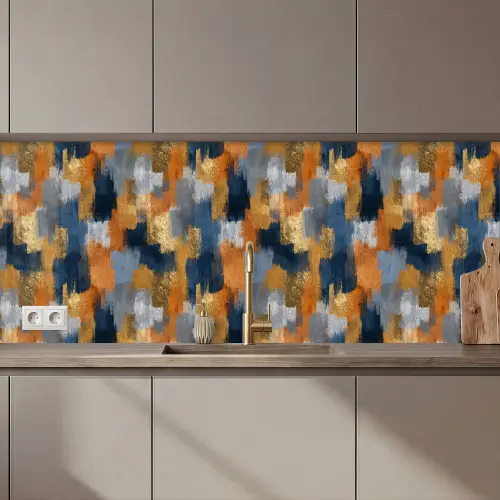 Penseelstrepen - Ruw - Textuur - Koperblauw keuken achterwand 2 middel 871 zz_3dshopping