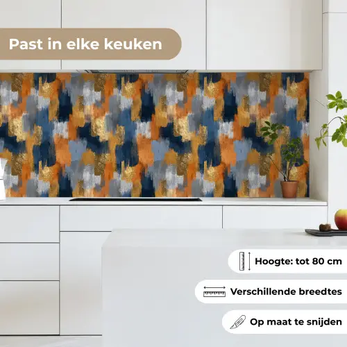 Penseelstrepen - Ruw - Textuur - Koperblauw keuken achterwand 2 middel 871 -sfeer4_NL