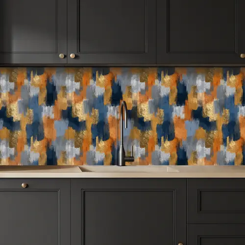 Penseelstrepen - Ruw - Textuur - Koperblauw keuken achterwand 2 middel 871 -sfeer1