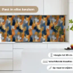 Penseelstrepen - Ruw - Textuur - Koperblauw keuken achterwand 2 middel 871 -sfeer4_NL