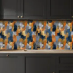 Penseelstrepen - Ruw - Textuur - Koperblauw keuken achterwand 2 middel 871 -sfeer1