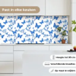 Vlinder - Bloemen - Blauw keuken achterwand 2 middel 871 -sfeer4_NL