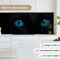 Kat - Blauw - Dier - Zwart keuken achterwand 2 middel -sfeer4_NL