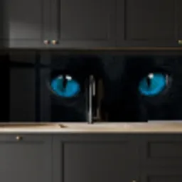 Kat - Blauw - Dier - Zwart keuken achterwand 2 middel -sfeer1