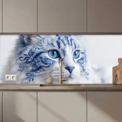 Kat - Patroon - Blauw keuken achterwand 2 middel zz_3dshopping