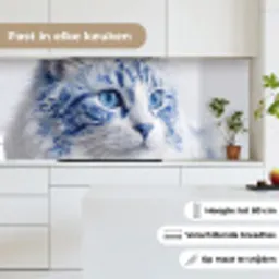 Kat - Patroon - Blauw keuken achterwand 2 middel -sfeer4_NL