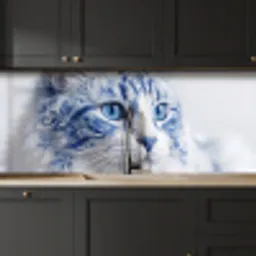 Kat - Patroon - Blauw keuken achterwand 2 middel -sfeer1