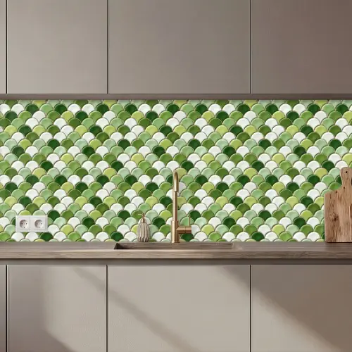 Keramiek -  Structuur - Groen - Wit keuken achterwand 2 middel 871 zz_3dshopping