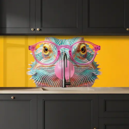 Kameleon - Kauwgom - Kleurrijk keuken achterwand 2 middel -sfeer1