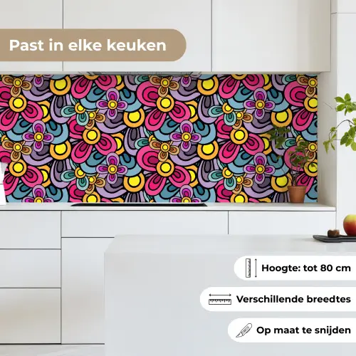 Patroon - Hippie - Bloemen - Paars keuken achterwand 2 middel 871 -sfeer4_NL