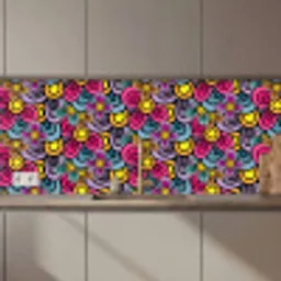 Patroon - Hippie - Bloemen - Paars keuken achterwand 2 middel 871 zz_3dshopping